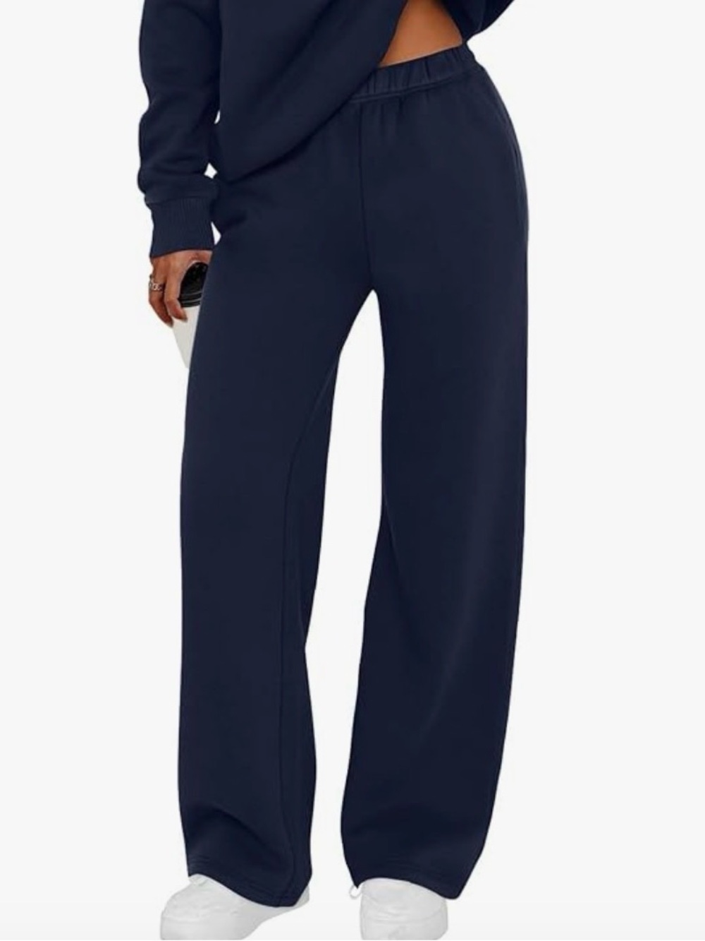 Women's Wide-Leg Navy Lounge Pants with Elastic Waist